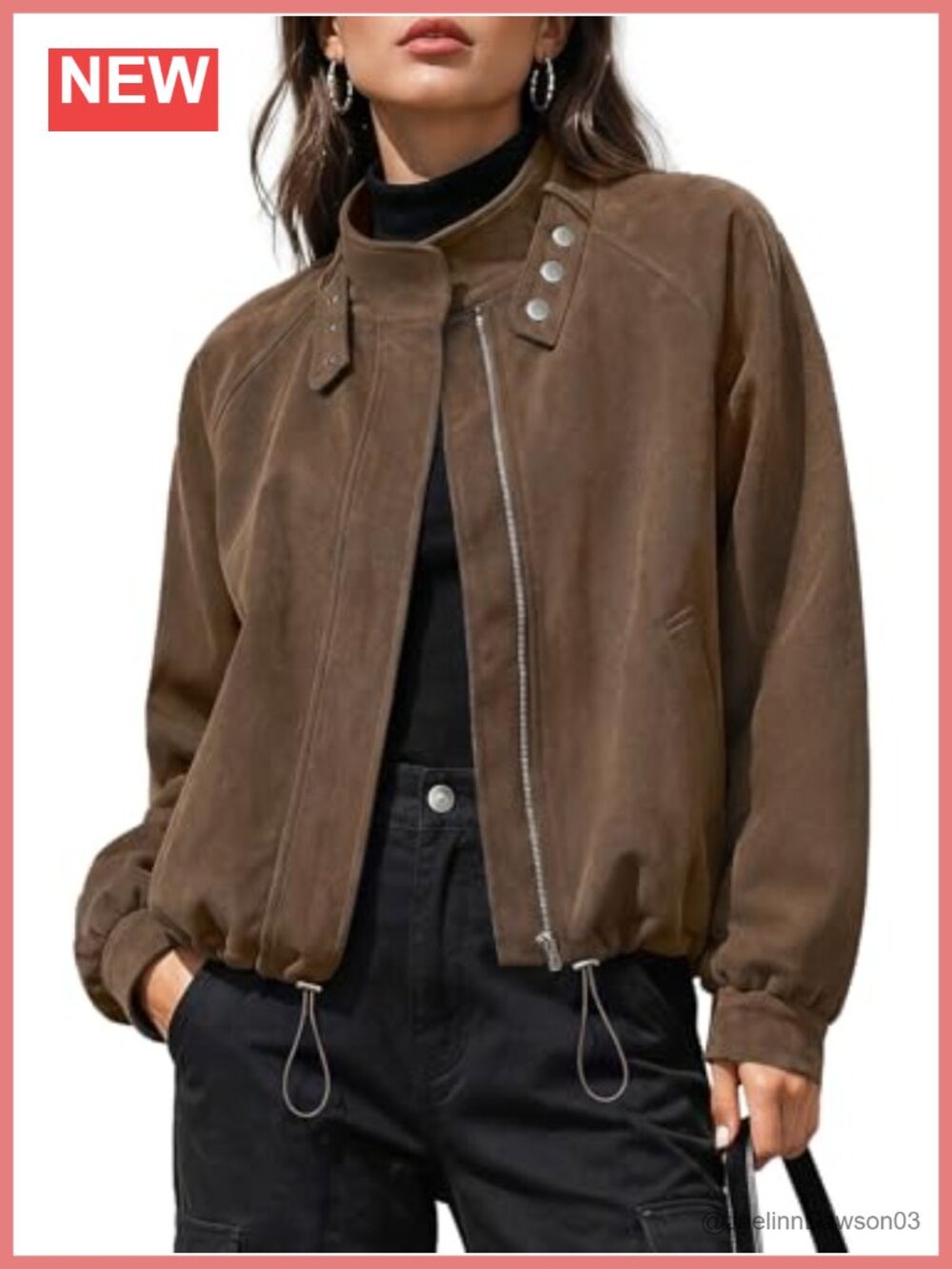 Faux Suede Cropped Bomber Jacket Womens Zip Up Stand Collar Shacket
